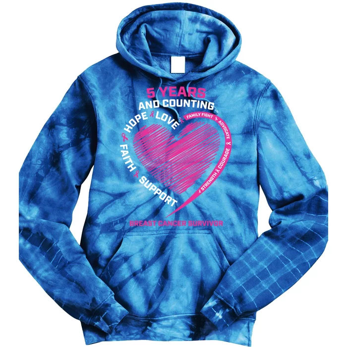 5 Years Cancer Free Funny Gift Pink Breast Cancer Survivor Funny Gift Tie Dye Hoodie