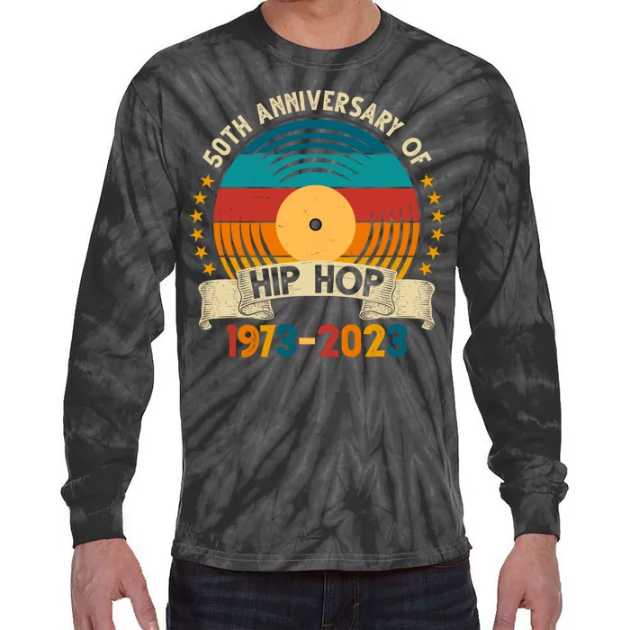 50 Years Hip Hop Vinyl 50th Anniversary Celebration Tie-Dye Long Sleeve Shirt