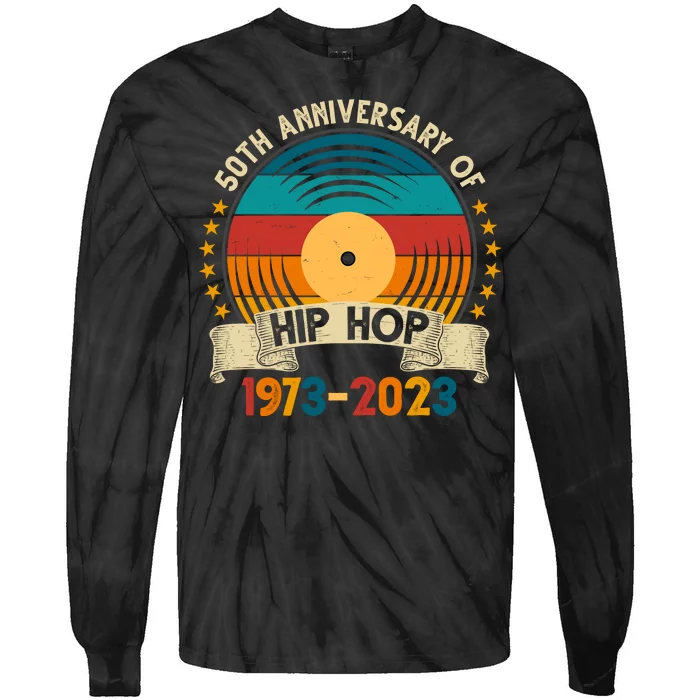 50 Years Hip Hop Vinyl 50th Anniversary Celebration Tie-Dye Long Sleeve Shirt