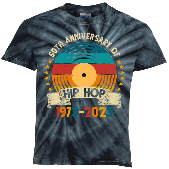 50 Years Hip Hop Vinyl 50th Anniversary Celebration Kids Tie-Dye T-Shirt