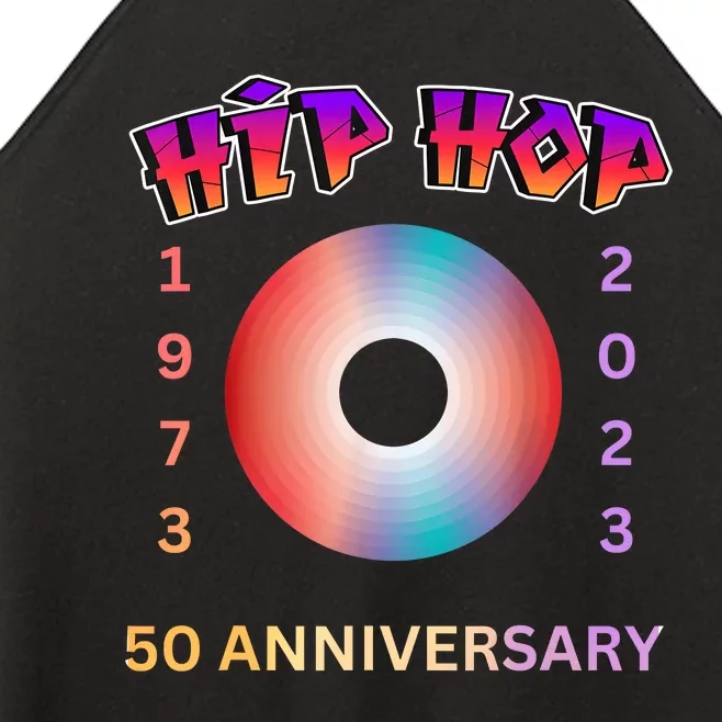 50 Years Hip Hop Vinyl Retro 50th Anniversary Hip Hop Women’s Perfect Tri Rocker Tank