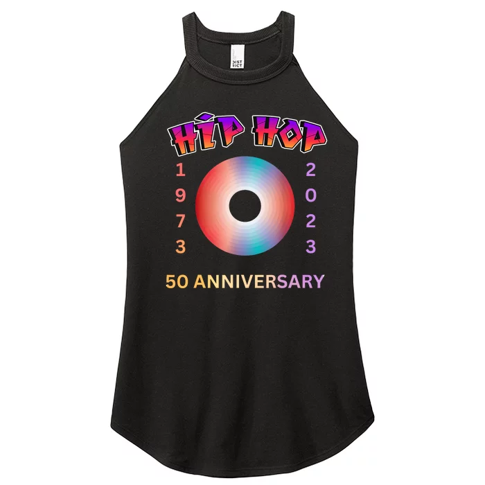 50 Years Hip Hop Vinyl Retro 50th Anniversary Hip Hop Women’s Perfect Tri Rocker Tank