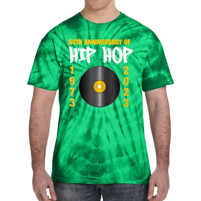 50 Years Hip Hop Vinyl Retro 50th Anniversary Celebration Tie-Dye T-Shirt