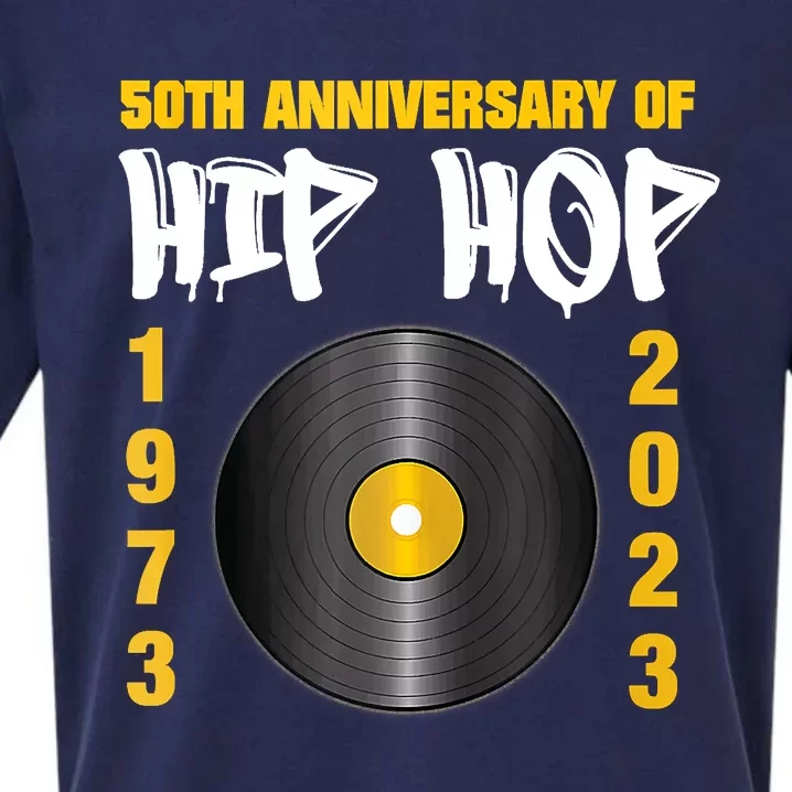 50 Years Hip Hop Vinyl Retro 50th Anniversary Celebration Sueded Cloud Jersey T-Shirt