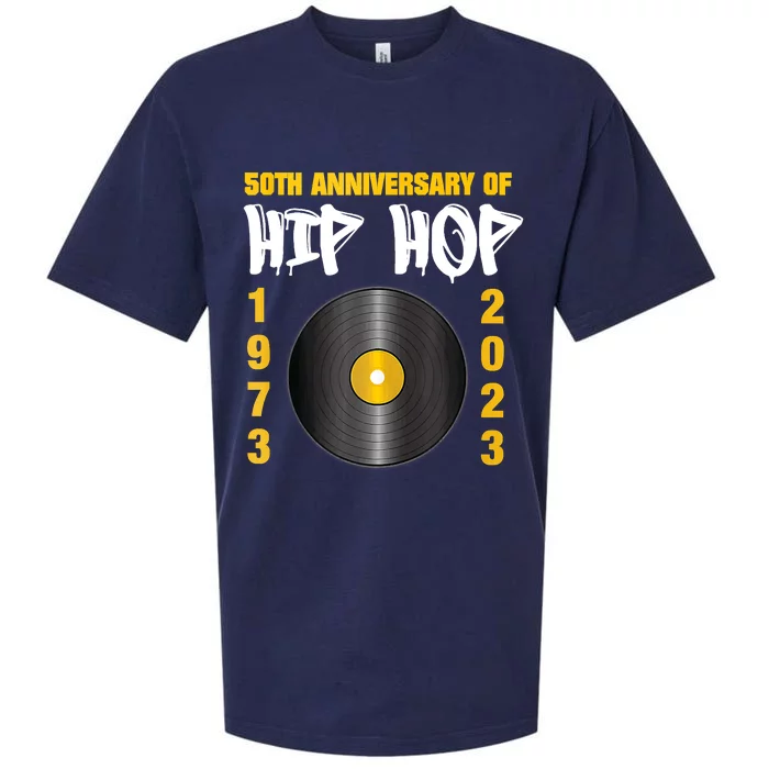 50 Years Hip Hop Vinyl Retro 50th Anniversary Celebration Sueded Cloud Jersey T-Shirt