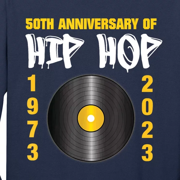 50 Years Hip Hop Vinyl Retro | 50th Anniversary Celebration Long Sleeve Shirt