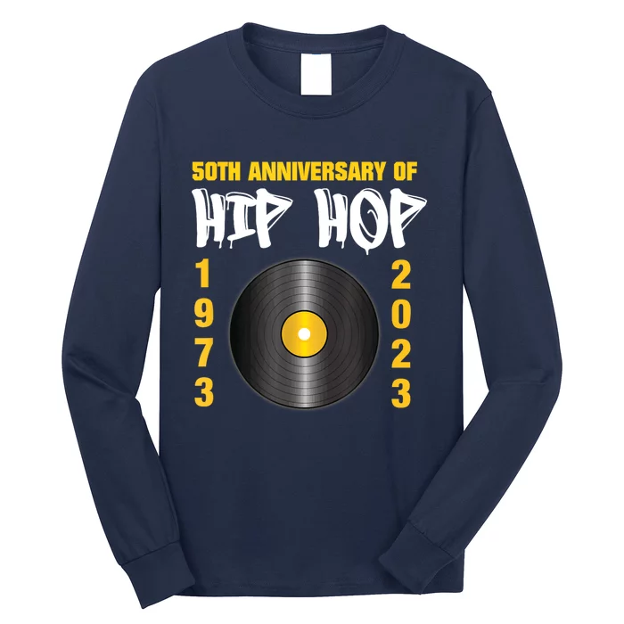 50 Years Hip Hop Vinyl Retro | 50th Anniversary Celebration Long Sleeve Shirt