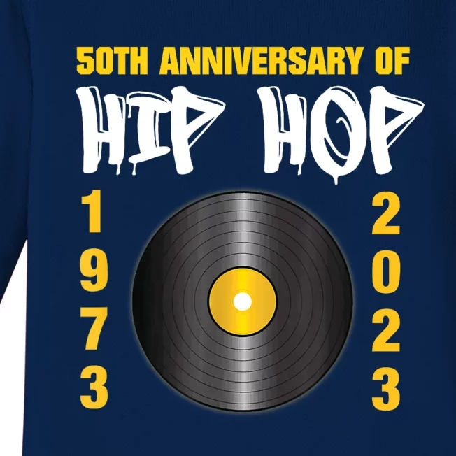 50 Years Hip Hop Vinyl Retro | 50th Anniversary Celebration Baby Long Sleeve Bodysuit