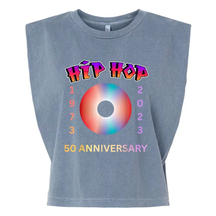 50 Years Hip Hop Vinyl Retro 50th Anniversary Hip Hop Garment-Dyed Women's Muscle Tee