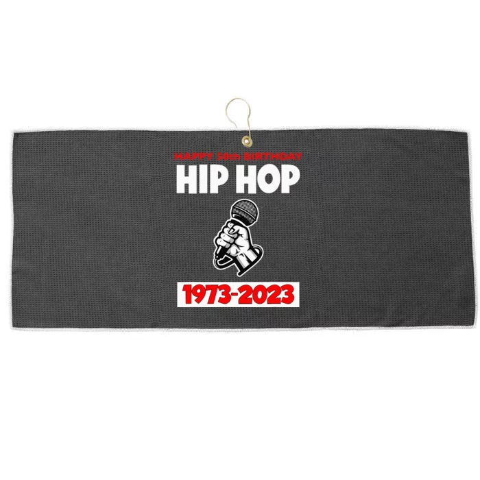 50 Years Hip Hop 50th Anniversary Retro Mic Large Microfiber Waffle Golf Towel