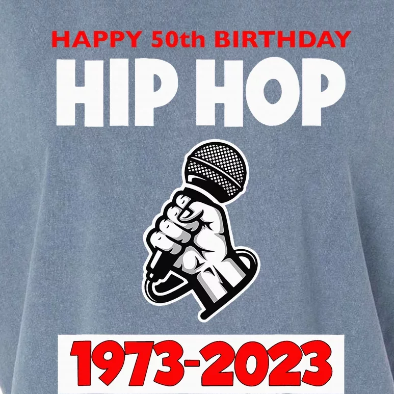 50 Years Hip Hop 50th Anniversary Retro Mic Garment-Dyed Women's Muscle Tee