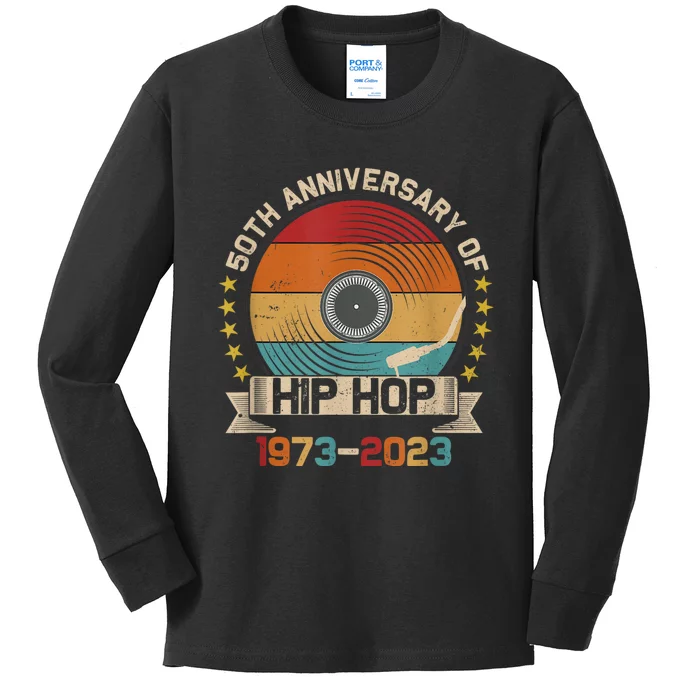 50 Years Hip Hop Vinyl Retro 50th Anniversary Celebration Kids Long Sleeve Shirt