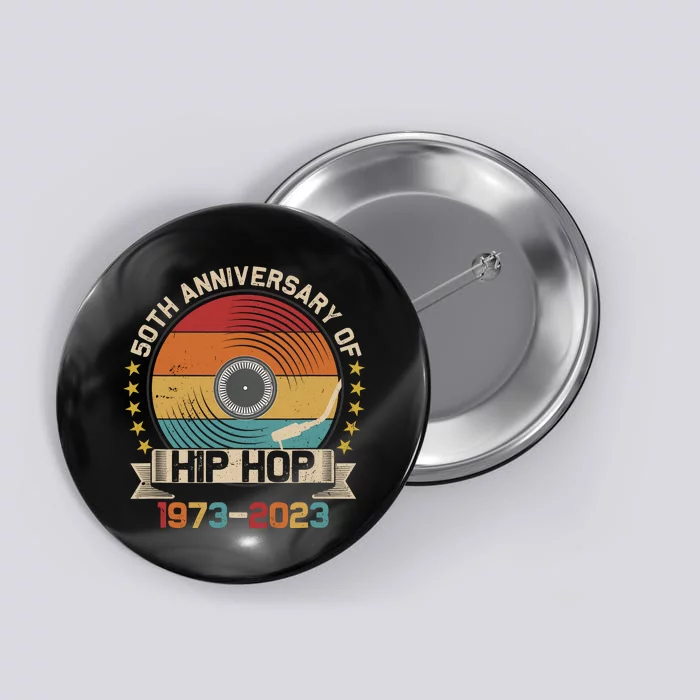 50 Years Hip Hop Vinyl Retro 50th Anniversary Celebration Button