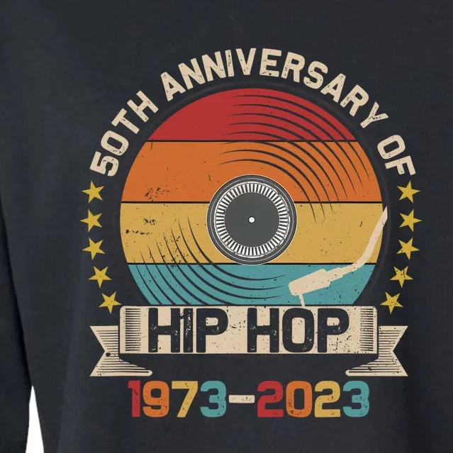 50 Years Hip Hop Vinyl Retro 50th Anniversary Celebration Cropped Pullover Crew