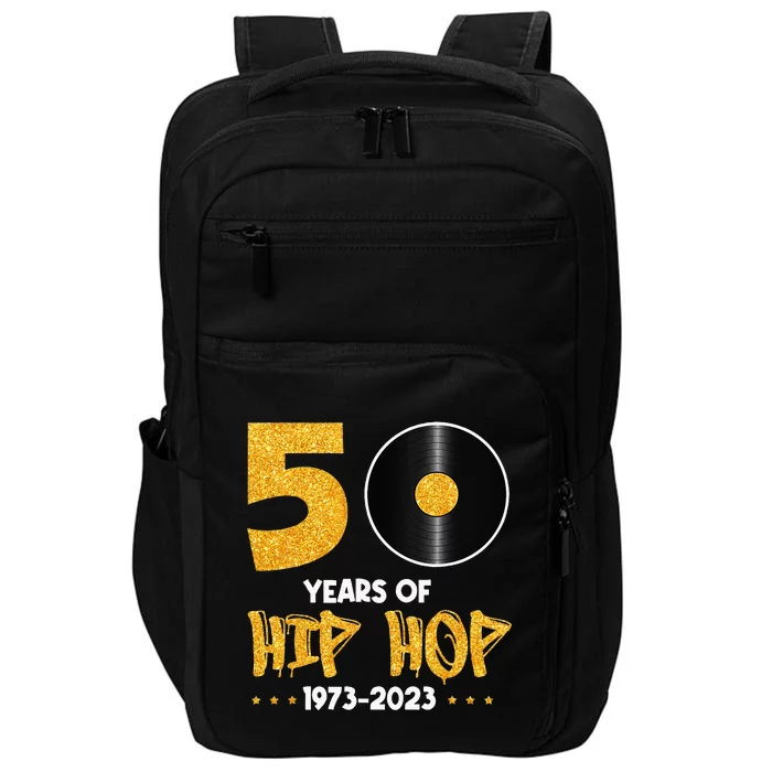 50 Years Hip Hop Vinyl Retro 50th Anniversary Celebration Impact Tech Backpack