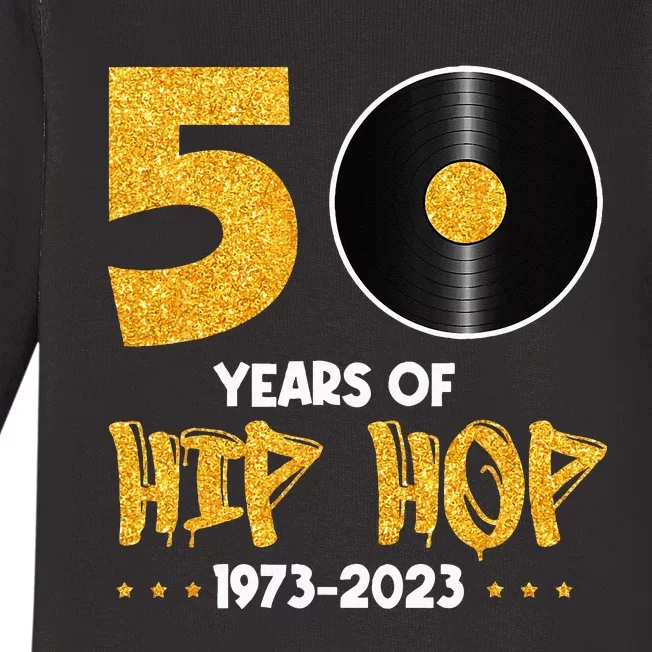 50 Years Hip Hop Vinyl Retro 50th Anniversary Celebration Baby Long Sleeve Bodysuit