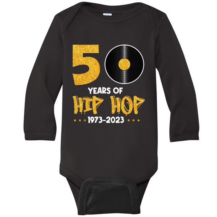 50 Years Hip Hop Vinyl Retro 50th Anniversary Celebration Baby Long Sleeve Bodysuit