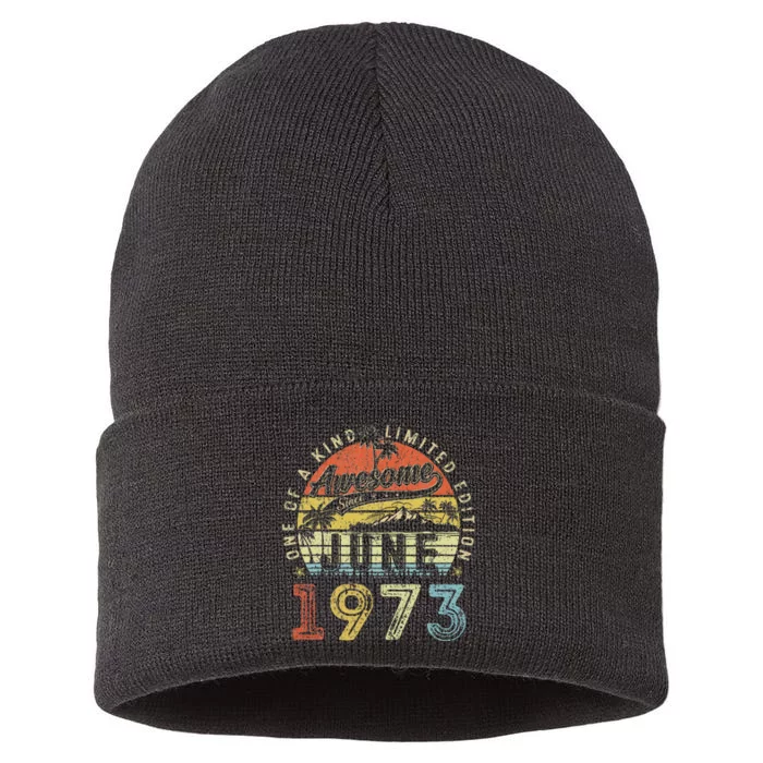 50 Year Old Awesome Since June 1973 50th Birthday Sustainable Knit Beanie