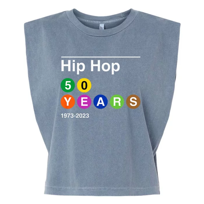 50 Years Of Hip Hop 50th Anniversary Retro Garment-Dyed Women's Muscle Tee