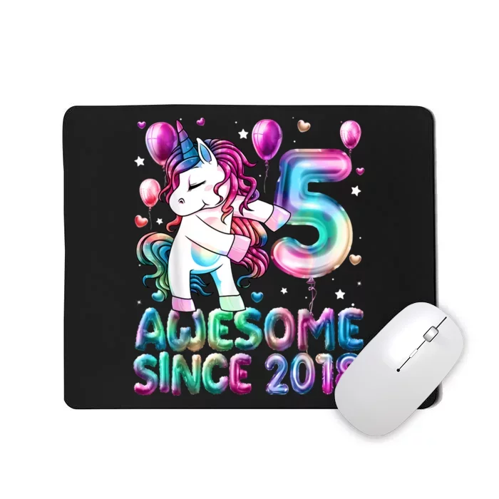 5 Years Old Unicorn Flossing 5th Birthday Girl Unicorn Party Mousepad