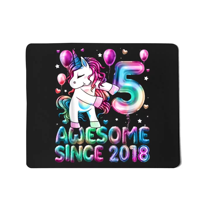 5 Years Old Unicorn Flossing 5th Birthday Girl Unicorn Party Mousepad