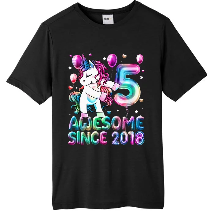 5 Years Old Unicorn Flossing 5th Birthday Girl Unicorn Party ChromaSoft Performance T-Shirt