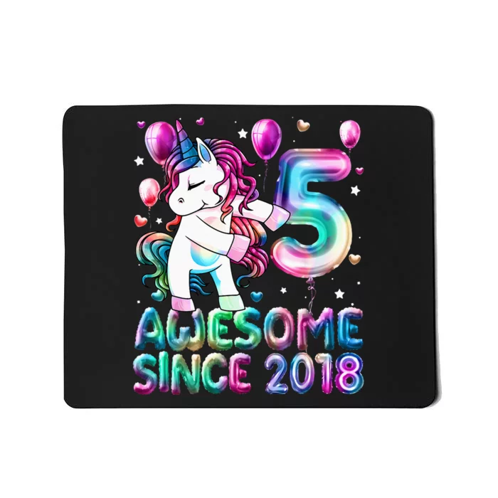 5 Years Old Unicorn Flossing 5th Birthday Girl Unicorn Party Mousepad