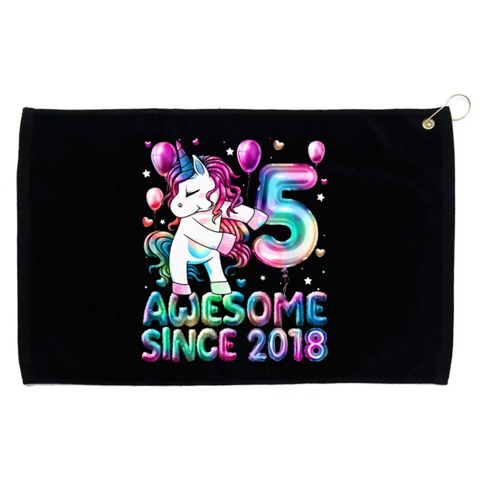 5 Years Old Unicorn Flossing 5th Birthday Girl Unicorn Party Grommeted Golf Towel