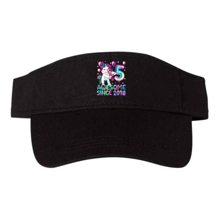 5 Years Old Unicorn Flossing 5th Birthday Girl Unicorn Party Valucap Bio-Washed Visor