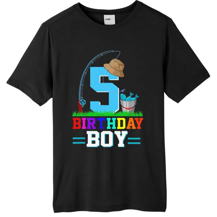 5 Year Old Fishing 5th Birthday Bday Party Decorations ChromaSoft Performance T-Shirt