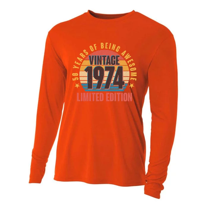 50 Years Of Being Awesome 1974 Limited Edition Vintage Retro Cooling Performance Long Sleeve Crew