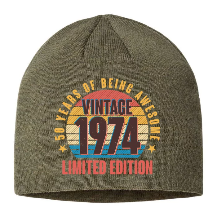 50 Years Of Being Awesome 1974 Limited Edition Vintage Retro 8 1/2in Sustainable Knit Beanie