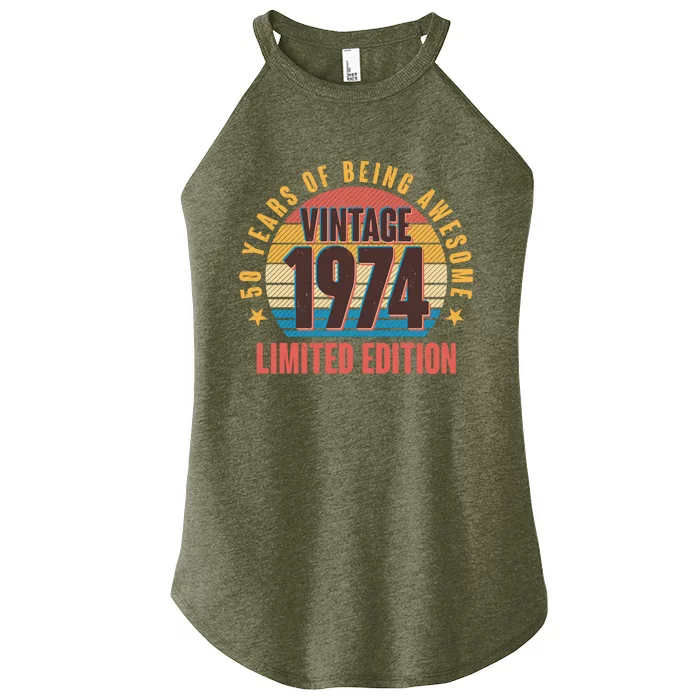 50 Years Of Being Awesome 1974 Limited Edition Vintage Retro Women’s Perfect Tri Rocker Tank