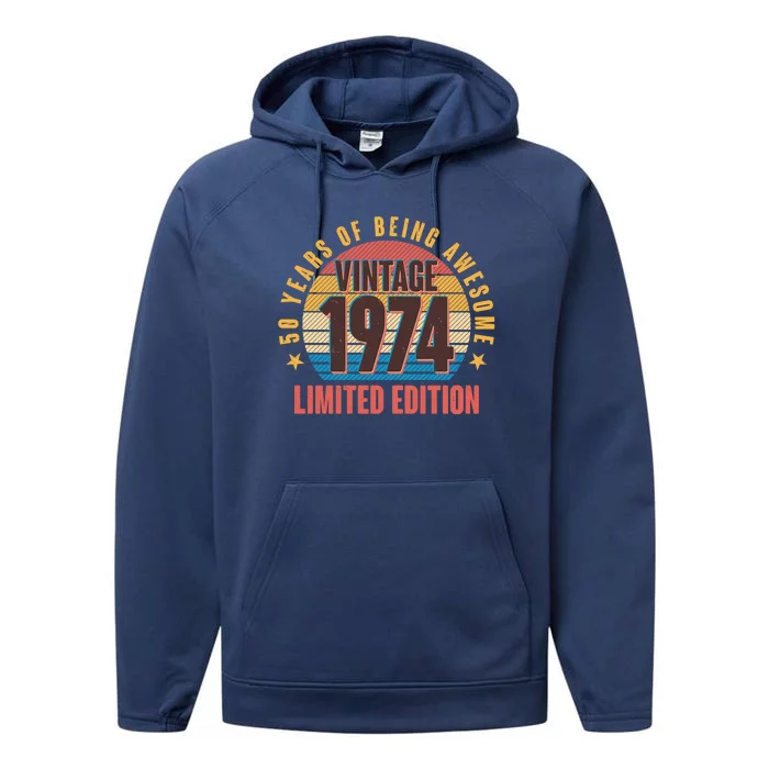 50 Years Of Being Awesome 1974 Limited Edition Vintage Retro Performance Fleece Hoodie