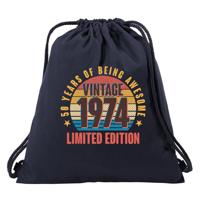 50 Years Of Being Awesome 1974 Limited Edition Vintage Retro Drawstring Bag