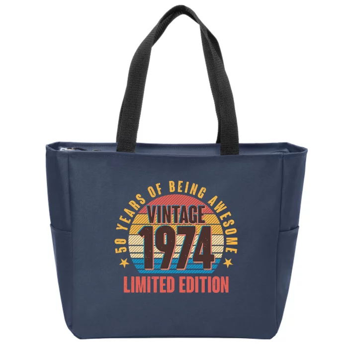 50 Years Of Being Awesome 1974 Limited Edition Vintage Retro Zip Tote Bag