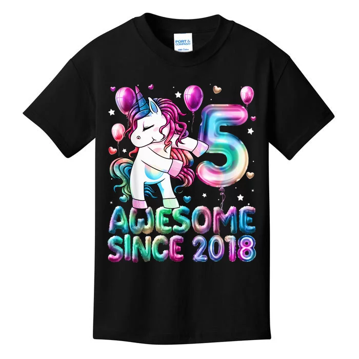 5 Years Old Unicorn Flossing 5th Birthday Girl Unicorn Party Kids T-Shirt