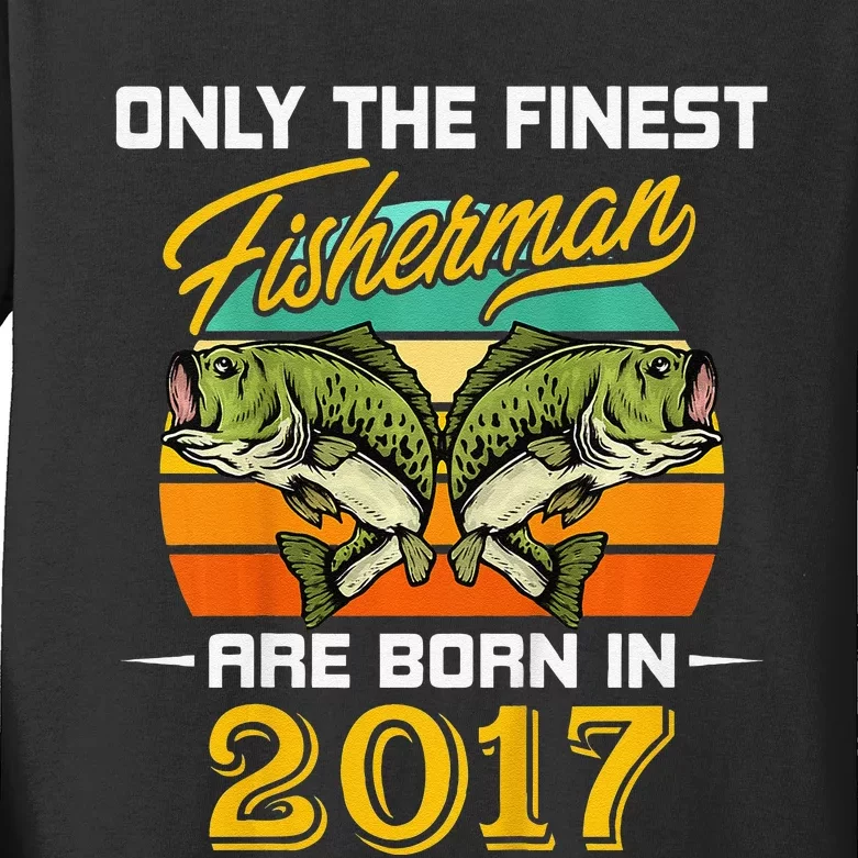 5 Years Old Fisherman Born In 2017 Cute 5th Birthday Kids Long Sleeve Shirt