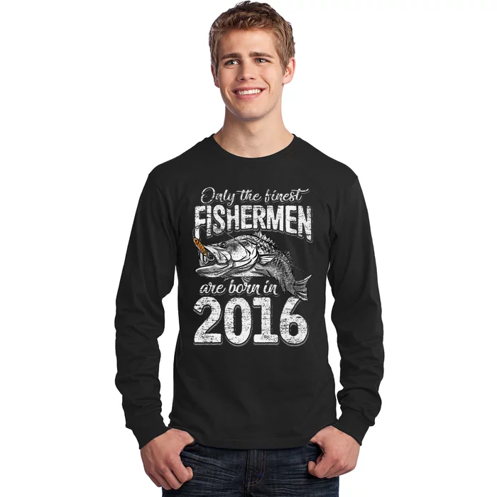 5 Years Old Fisherman Born In 2016 Fisherman 5th Birthday Gift Long Sleeve Shirt