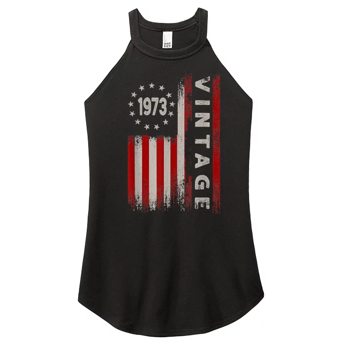 50 Year Old Gifts Vintage 1973 American Flag 50th Birthday Women’s Perfect Tri Rocker Tank