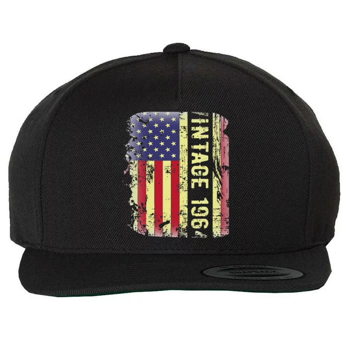 59 Year Old Gifts Vintage 1964 American Flag 59th Birthday Wool Snapback Cap