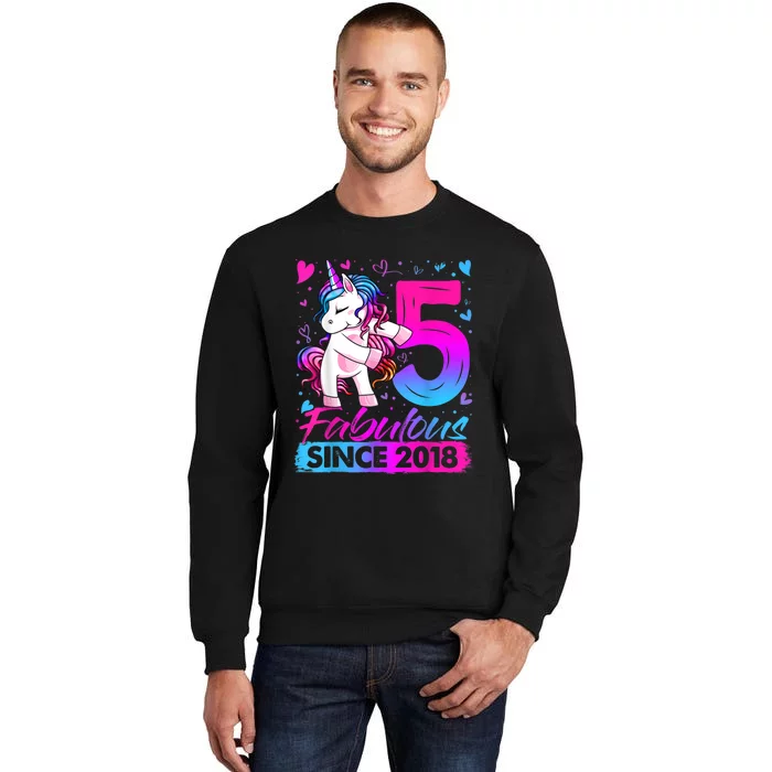 5 Years Old Flossing Unicorn Gifts 5th Birthday Girl Party Sweatshirt