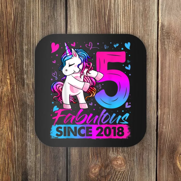 5 Years Old Flossing Unicorn Gifts 5th Birthday Girl Party Coaster