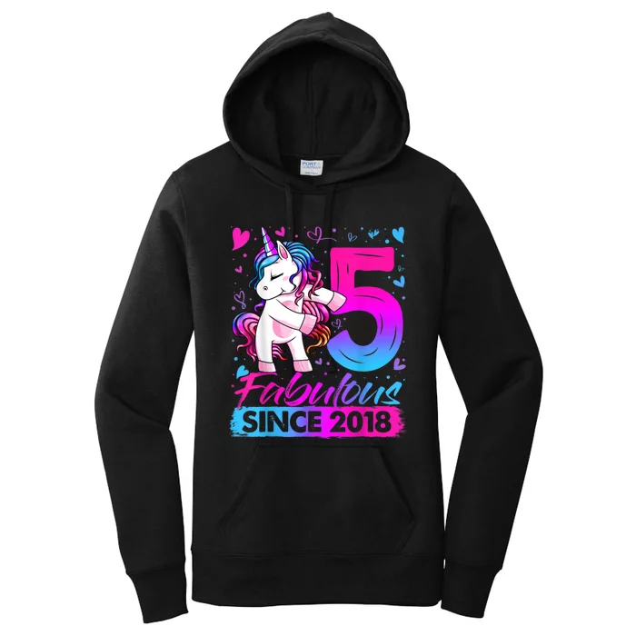 5 Years Old Flossing Unicorn Gifts 5th Birthday Girl Party Women's Pullover Hoodie