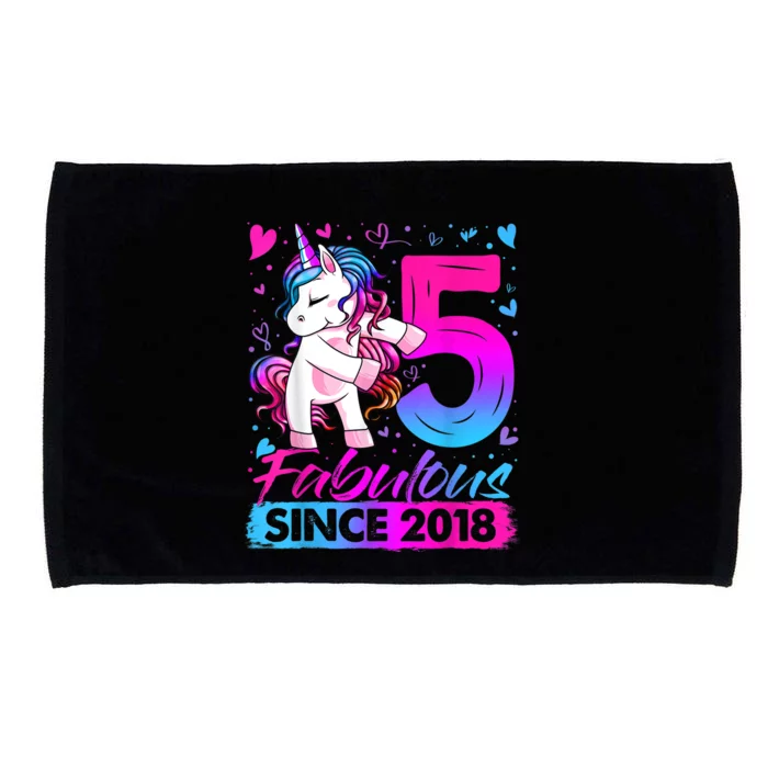 5 Years Old Flossing Unicorn Gifts 5th Birthday Girl Party Microfiber Hand Towel