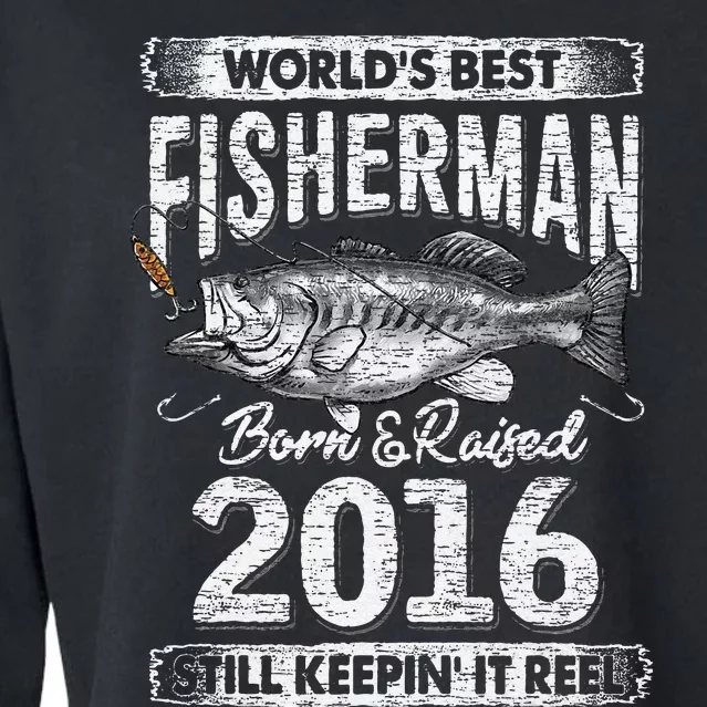 5 Years Old Fisherman Born In 2016 Fisherman 5th Birthday Cropped Pullover Crew