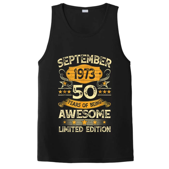 50 Years Old Gifts Vintage September 1973 50th Performance Tank