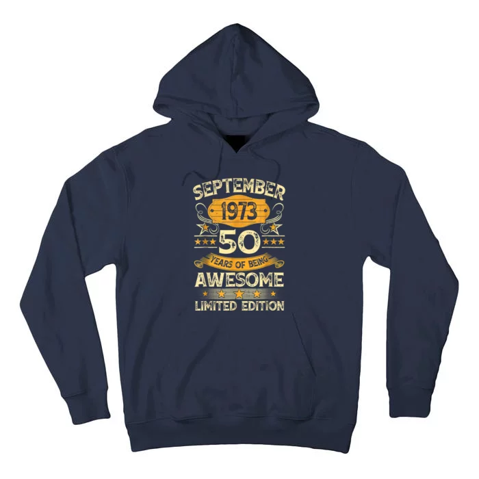 50 Years Old Gifts Vintage September 1973 50th Tall Hoodie