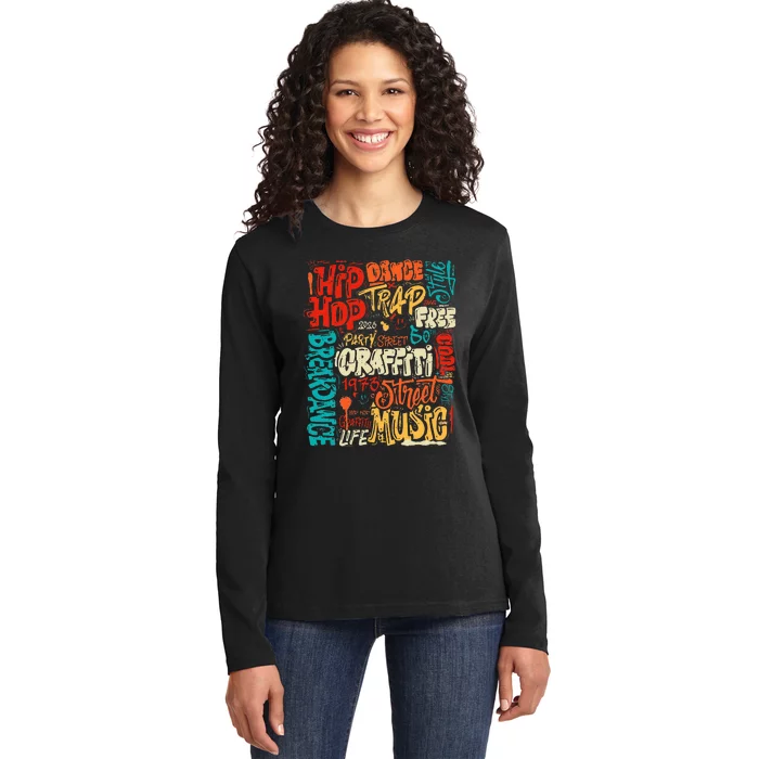 50 Years Old 50th Anniversary Of Hip Hop Graffiti Hip Hop Ladies Long Sleeve Shirt