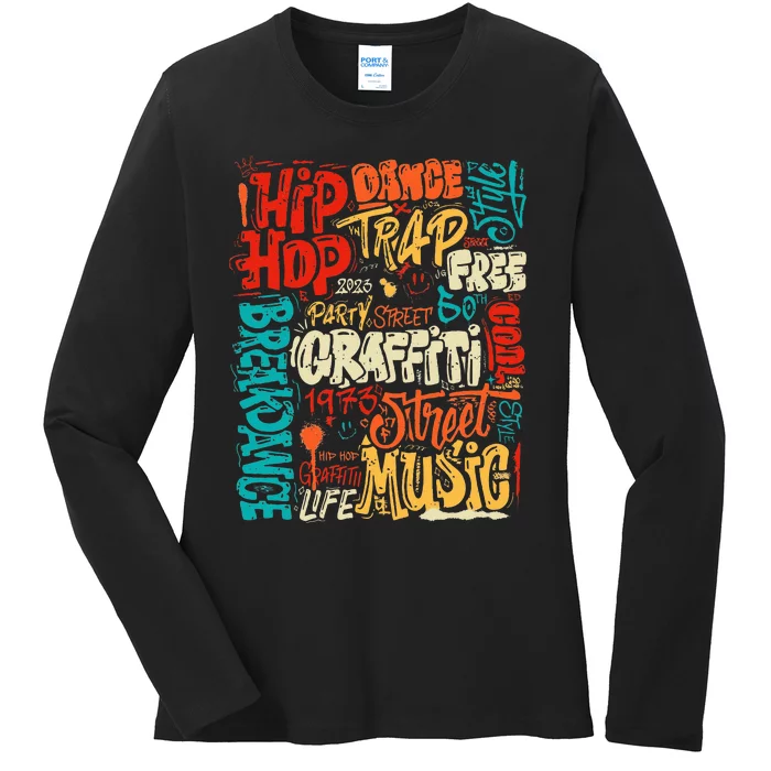 50 Years Old 50th Anniversary Of Hip Hop Graffiti Hip Hop Ladies Long Sleeve Shirt